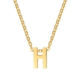 Golden 3D letter H pendant necklace with stainless steel O-chain for women - Letter H / Gold