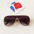 Chic oversized aviator sunglasses featuring matte khaki frames and purple gradient lenses - Coffee