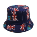Détail de l'imprimé drapeau Union Jack et Montserrat sur bob en sergé bleu marine - M (56-58cm) / Style Drapeau Territoire Montserrat (H)