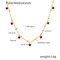 18K gold-plated stainless steel necklace with red garnet beads and adjustable chain - Garnet Stone Necklace (P2087)