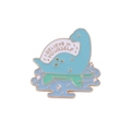 Detalle del broche de dinosaurio esmaltado con frase motivadora y bordes en color oro - Dinosaurio Azul-Believe In Yourself(C2068)