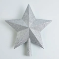 Sparkling silver glitter five-pointed star tree topper for Christmas tree decoration - Large (25CM) / Silver