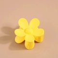 Matte yellow flower hair claw clip with five petals for elegant summer hair styling - Bright Yellow