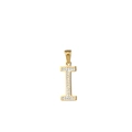 Collier doré en acier inoxydable avec pendentif lettre I et cristaux brillants - Lettre I