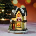 Miniature de café de Noël en résine lumineuse avec lumières LED chaudes et effet de neige - Style E