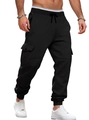 Pantalón cargo tipo jogger negro para hombre con forro polar y múltiples bolsillos - S / Negro