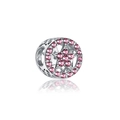 Silver hollow star bead charm with pink crystals for DIY jewelry making and bracelets - Hollow Star