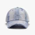 Light blue washed denim baseball cap with distressed details and retro vintage style - Denim Blue Distressed Style (24A184)