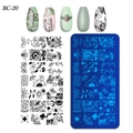 Detail of BC20 nail stamping plate with floral and butterfly patterns for nail art design - Bee Flower Geometric Pattern Style (BC-20)