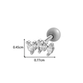 Silver stud earring with five marquise-cut clear zircons, 0.45cm by 0.77cm size - 7# Silver - Olive Row Stud