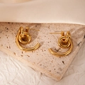 Gold 3D Multi-ring Interlocking Earrings ZJGE1024