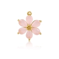 Macro detail of pink flower pendant with gold core and matte resin petals for jewelry making - Six-Petal Flower Pendant (DZ00091 Pink)