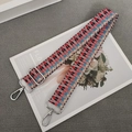 Adjustable colorful woven geometric shoulder strap with silver hooks for crossbody bags - Light Blue Wine Red + Silver Hook