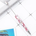 DIY beadable ballpoint pen with pink floral print pattern and silver metal tip - Rose Floral Pattern (16)