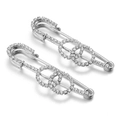 Silver crystal zircon safety pin brooch with interlocking rings for scarf fastening - 14# Silver Double Ring 5.7*1.3cm