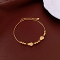 Detail of 18k gold plated bracelet featuring round beads and vintage gourd pendants - Gold - Metal Bead Hulu Pendant
