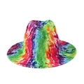 Vibrant tie-dye felt fedora hat with rainbow colors in a classic stylish jazz cap design - One Size (58cm) / Rainbow Ink Wash