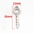 Polished silver stainless steel key pendant for DIY jewelry, 35mm total length - Steel Color Key Pendant 11x35mm