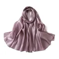 Silky lavender purple satin long scarf with pearl luster finish for women - Lavender