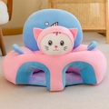 Pink and blue cartoon cat baby plush seat chair for infant sitting support - Pink Cat