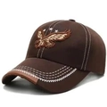 Cappellino da baseball marrone da uomo con ricamo aquila e stelle visto a 45 gradi - Regolabile (55-60cm) / caffè