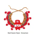 Handmade knitted Christmas pet collar with snowman character for small cats and dogs - Red Snowman Knitted Collar