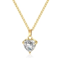 Collana dorata con pendente a cuore in zirconia trasparente e catena d'acciaio - Colore Oro 45+5cm / Bianco