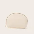 Minimalistische gewebte Muschel-Kosmetiktasche in Cremeweiß mit goldenem Reißverschluss - Muscheltasche / Creme