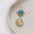 Macro detail of 18k gold plated pendant with blue zircon stone, size 17mm x 14mm - 1# 18K Gold Blue Zirconia