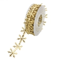 Golden Christmas snowflake ribbon with metallic finish for festive gift wrapping - Gold Snowflake 10m
