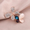 Rose gold butterfly brooch with pink opal wings and sparkling crystals for women - Rose Gold Double Butterfly Color Gem (XD8983)