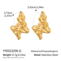 Gold plated stainless steel irregular lava texture earrings in 18K finish - Irregular Lava Texture Style (YYE023296-G)