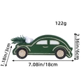 Groene houten kerstauto met dennentak en afmetingen voor feestelijke decoratie - Sedanstijl / Donkergroen