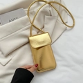 Piccola borsa a tracolla rettangolare dorata con finitura in pelle metallizzata lucida - Oro