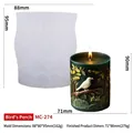 Silicone bird and branch relief candle mold with deep green wax finished product - Bird Resting on Branches MC-274