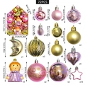 Lot de 72 décorations de Noël rose et or avec étoiles, lunes, anges et boules variées - Style Ange Rose Or