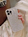 Detail of glittering diamond rhinestone case for iPhone with protective lens film - Silver