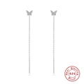 Elegantes pendientes de borla de mariposa en plata de ley S925 con diamantes brillantes - Plata 925 / Platino - Estilo 1