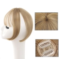Blonde straight synthetic hair topper with air bangs and secure inner clips for women - 107 Gold
