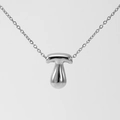 Minimalist silver-tone bubble T-letter pendant necklace with a polished mirror finish - Silver-Letter T