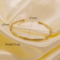 Elegant 14k gold plated titanium steel open bangle with stylish bamboo joint texture - 8013-Fashion Bamboo Open Cuff Style