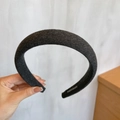 Thick sponge headband in dark grey knit fabric with handmade inner lettering - Thickened Wide Felt Style / Black