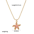 Ozean-Stil Goldhalskette mit rosa Emaille-Seestern-Anhänger und Edelstahl-Kugelkette - Rosa Seestern-Stil (TN3484-PK)