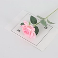 Single pink velvet artificial rose flower with green leaves for home wedding decor - Light Pink (Small Velvet)