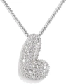 Silver-toned 18K plated necklace featuring a 3D iced-out bubble letter J pendant with zircons - Letter L / Silver