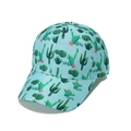 Light blue cotton baseball cap with green cactus and pink flower patterns for summer - Light Blue Cactus Style (P)