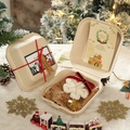 Plush snowflake Christmas ornament in gift box with red velvet bow and golden bell - Style 14 (Boxed White Snowflake)