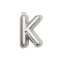 Macro detail of high polished silver 3D balloon letter K pendant in stainless steel - Letter K / Mirror Silver