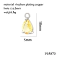 Detailed view of yellow pear-cut zircon pendant with rhodium-plated copper dimensions - Silver Base-Yellow