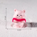 Mini pink pig figurine with red scarf for Christmas DIY micro landscape, 3.1cm height - 5# With Scarf